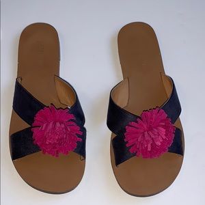 J Crew sandals size 6 navy blue and hot pink